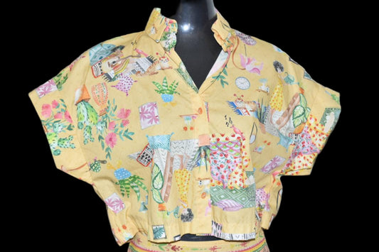 Retro Garden Print Crop Top