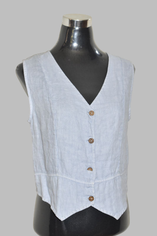 Soft Blue Linen Vest