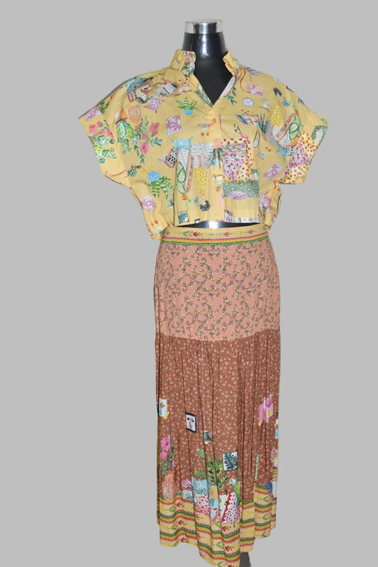 Retro Garden Print Skirt