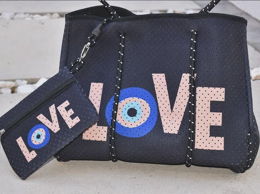 LOVE Neoprene Tote & Pouch Set