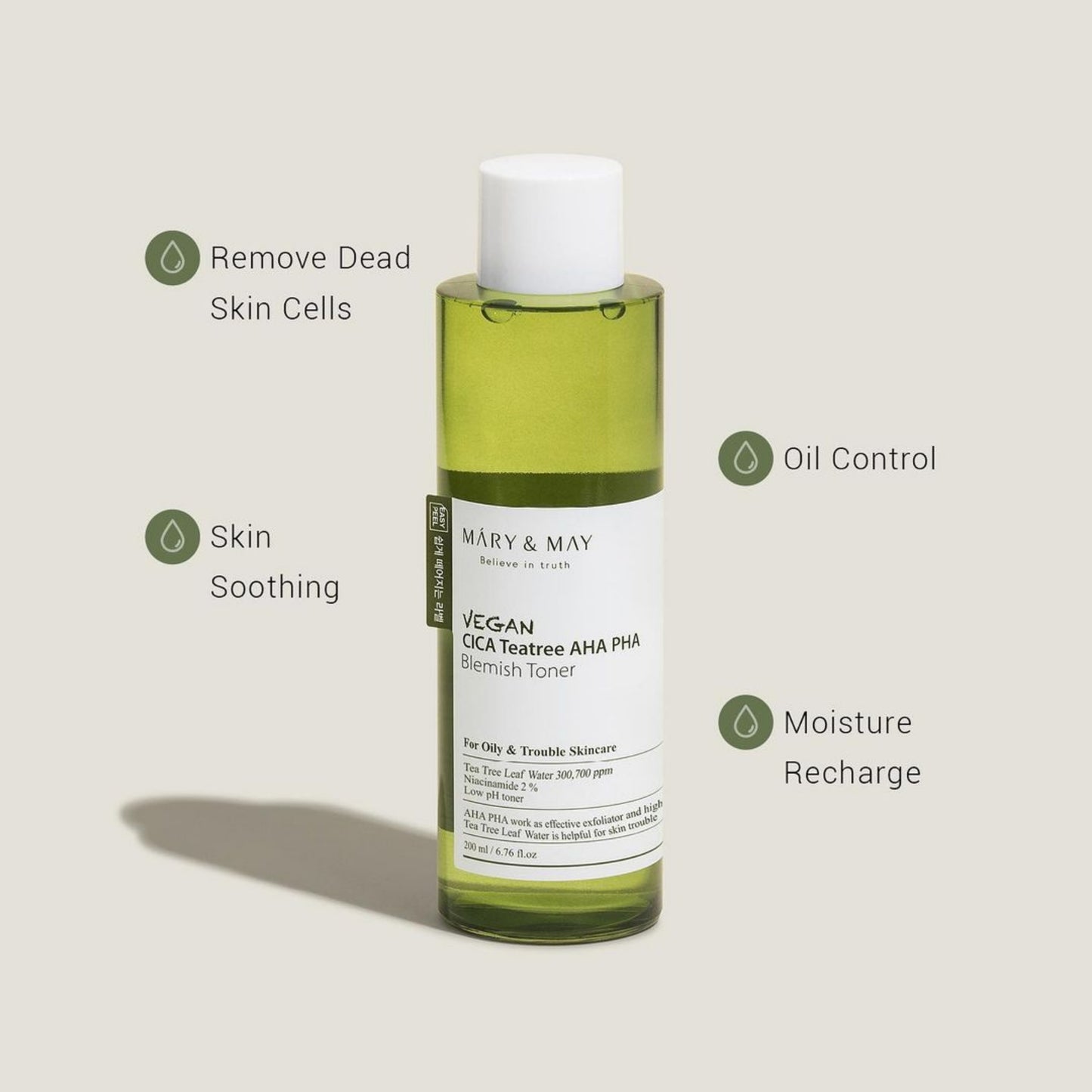 Vegan CICA Tea Tree AHA PHA Blemish Toner