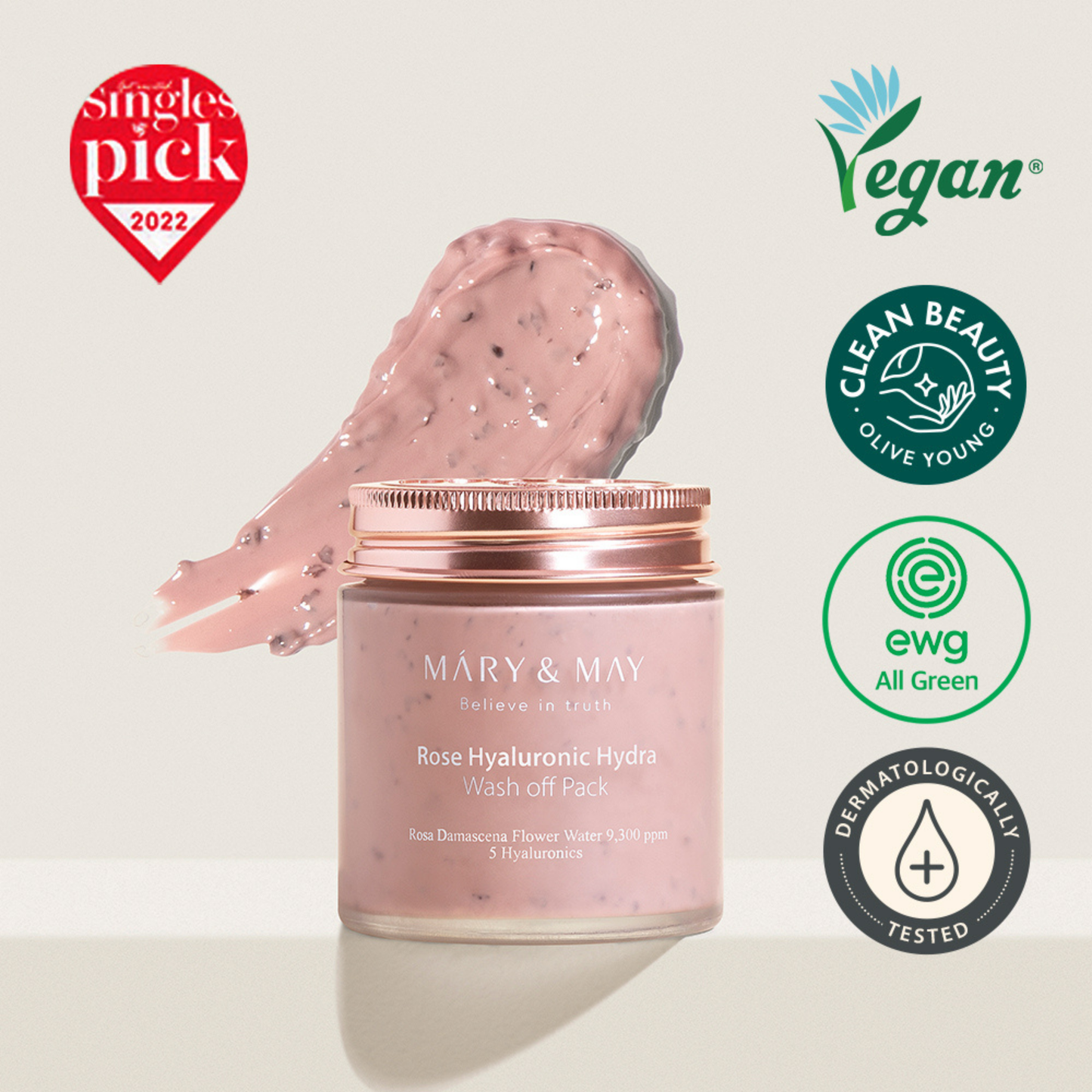 VEGAN ROSE HYALURONIC HYDRA WASH OFF PACK 125G