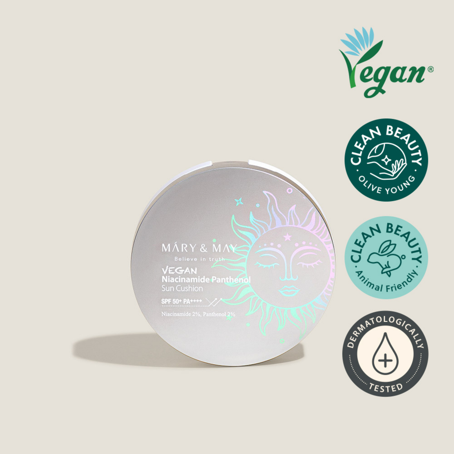 VEGAN NIACINAMIDE PANTHENOL SUN CUSHION SPF50+ PA++++ 25G