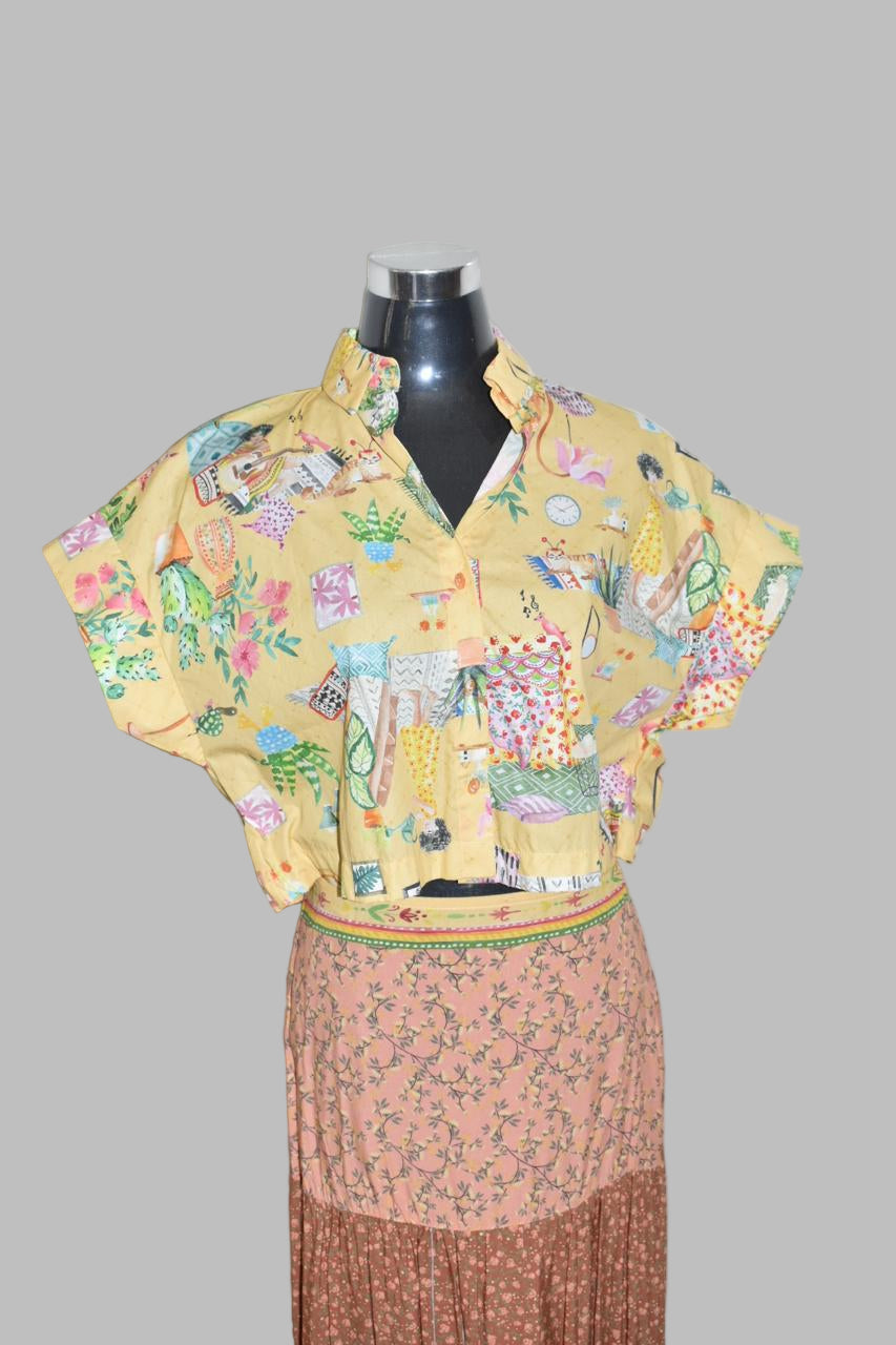 Retro Garden Print Crop Top