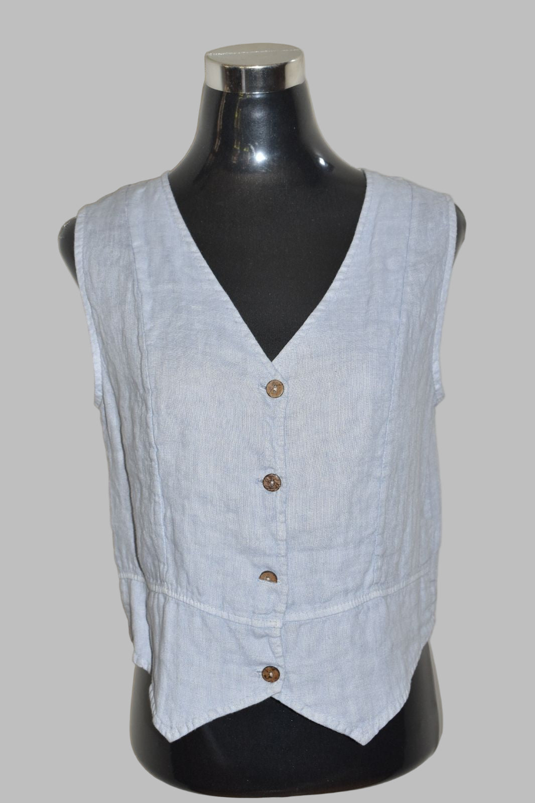 Soft Blue Linen Vest