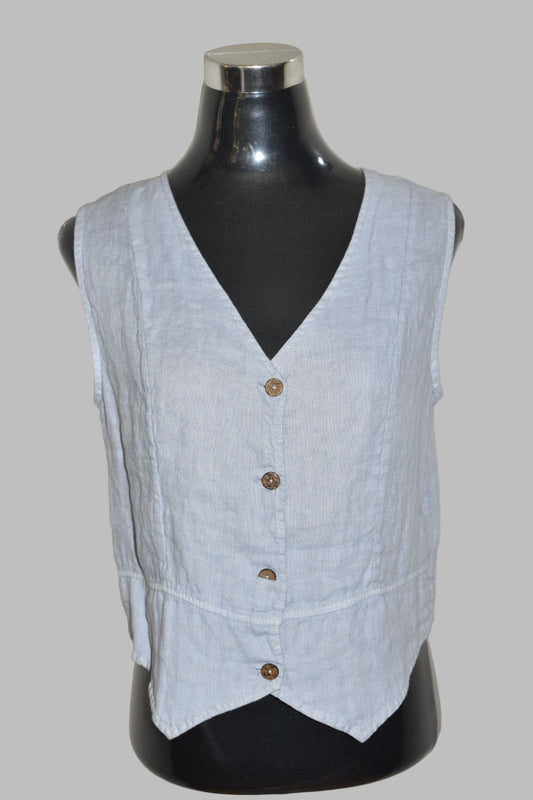 Soft Blue Linen Vest