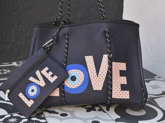LOVE Neoprene Tote & Pouch Set
